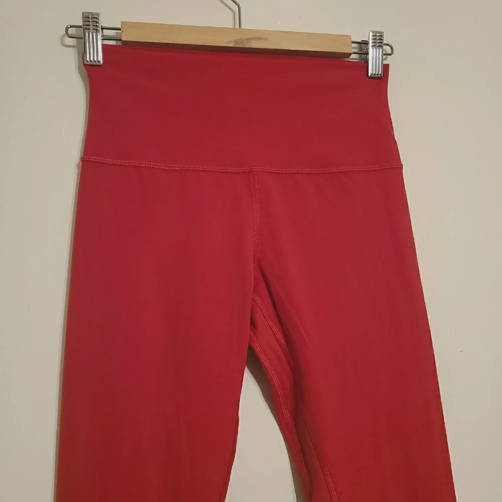 Lululemon | Women's Red High Waist Full Length Power Yoga Leggings (Size 6)